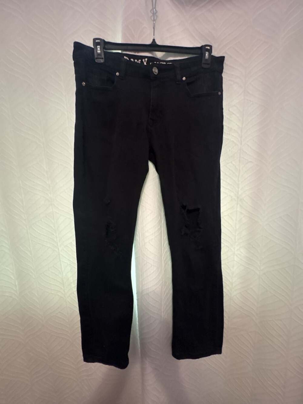 RAW X Mens Black Ripped Standard Fit Jeans Size 34x30 Distressed Denim